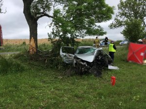 Policjanci pracowali na miejscu wypadku