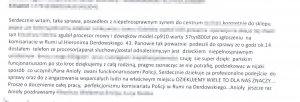 Wiadomość e-mail w której mieszkaniec powiatu dziękuje policjantom za pomoc w szybkim odnalezieniu procesora dźwięku i mowy.