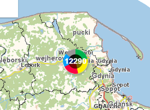 Mapa KMZP z całkowitą ilością zgłoszeń