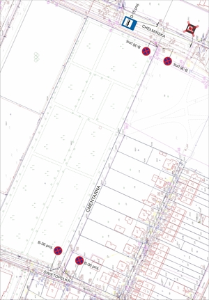 Mapa Rumia rejon najbliższy przy cmentarzu i przyległe ulice.