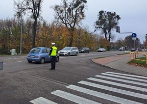 Policjant kieruje ruchem