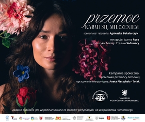 Plakat kampanii &quot;przemoc karmi się milczeniem&quot;
