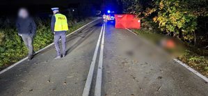 Policjanci pracują na miejscu wypadku