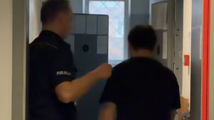 Wprowadzenie zatrzymanego do pomieszczenia dla osób zatrzymanych.