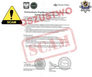 Wiadomości otrzymane w załącznikach które z pozoru wyglądają jak pisma urzędowe ale faktycznie jest to oszustwo.